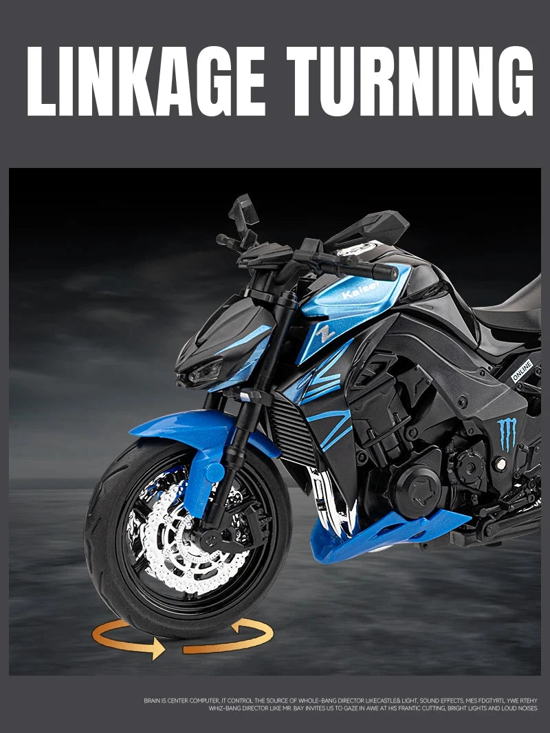 Diecast Kawasaki Ninja Z1000 Sports Motorcycle Model 1 to 12 Scale