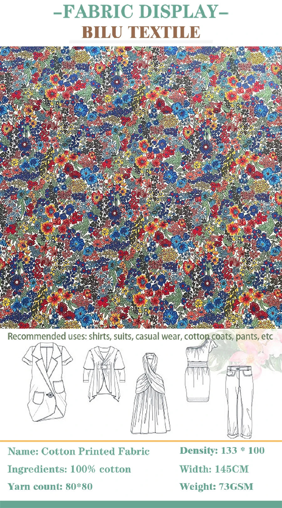 100% cotton Margaret Annie 80S Like liberty tana lawn Poplin printing Sewing fabric Making Dress Clothing Handmade DIY Cloth