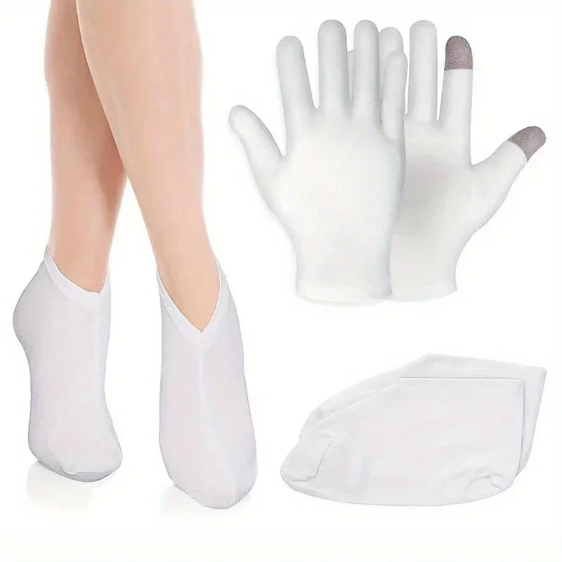 Moisturizing Gloves&Socks Bedtime Spa Socks Soft Cotton Lotion Locking Glove for Dry Cracked Hand Foot Exfoliating Care Tools