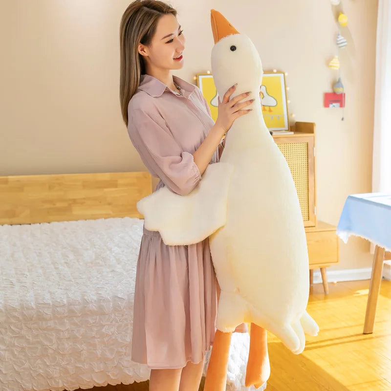 50-160cm Goose Stuffed Plush Cute Fluffy White Goose Plush Toy Kawaii Duck Sleep Pillow Cushion Soft Stuffed Animal Doll Gift