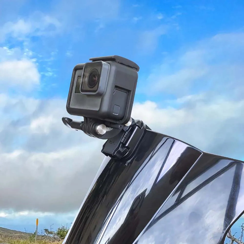 Motorcycle Windshield Aluminum Alloy Action Camera Clip Mount Adjustable Holder for GoPro DJI Insta360 Sports Cameras