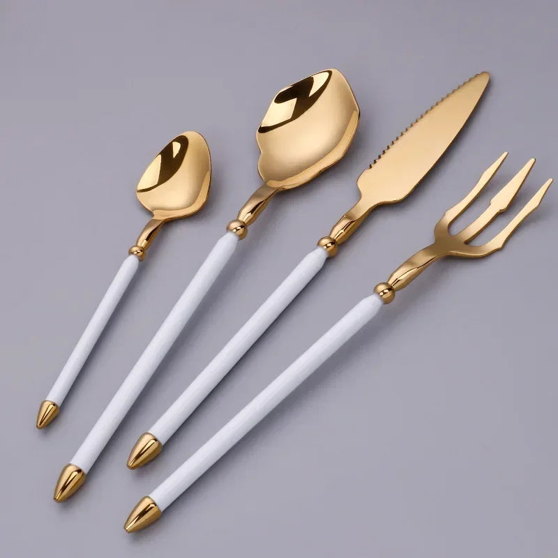 4pcs Upscale Cutlery Set 304 Stainless Steel Spoon and Fork Set Household Trident Kitchen Utensil Western Dinnerware Home Decor