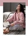 Women’s Winter Flannel Pajama Set – Warm, Thick Coral Fleece 2-Piece Loungewear