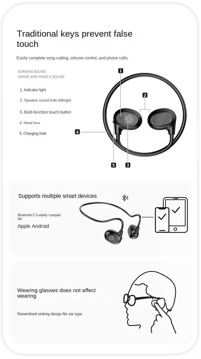 Xiaomi Wireless Earbuds Bluetooth Headphones Bone Conduction Open Ear Headset With Mic Earphones Neckband Sweatproof for Running