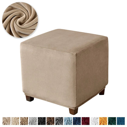 1PC Stretch Square Ottoman Stool Covers Super Soft Velvet stool Cover Elastic All-inclusive Footrest Slipcovers for Living Room