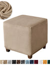 1PC Stretch Square Ottoman Stool Covers Super Soft Velvet stool Cover Elastic All-inclusive Footrest Slipcovers for Living Room