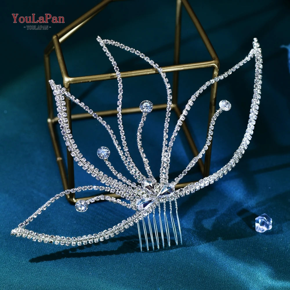 Wedding Rhinestone Hair Comb Fashionable Elegant Hair Accessories Women Party Headwear Handmade Bridal Headband