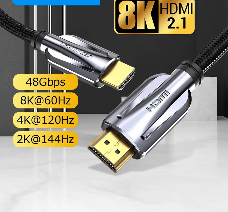 HDMI 2.1 Cable 8K/60Hz 4K/120Hz 48Gbps HDMI Digital Cables Splitter for Xiaomi TV Box HDR10+ PS5 Switch Cable HDMI 2.1