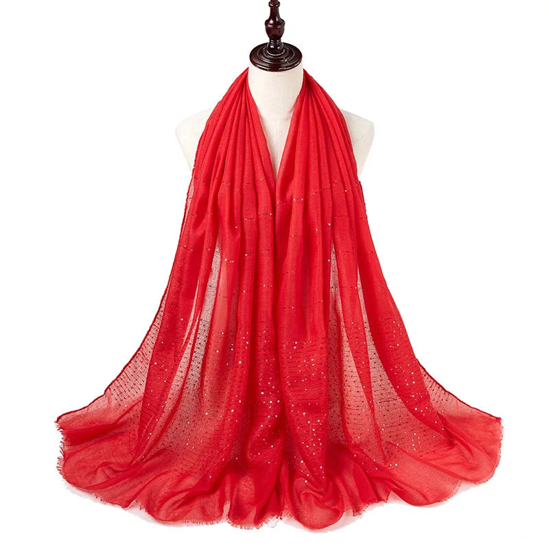 Cotton Hijabs Scarf Muslim Islamic Headscarf For Women Lady Soft Cotton Linen Tassel Sequins Islamic Hijab Shawl Wraps