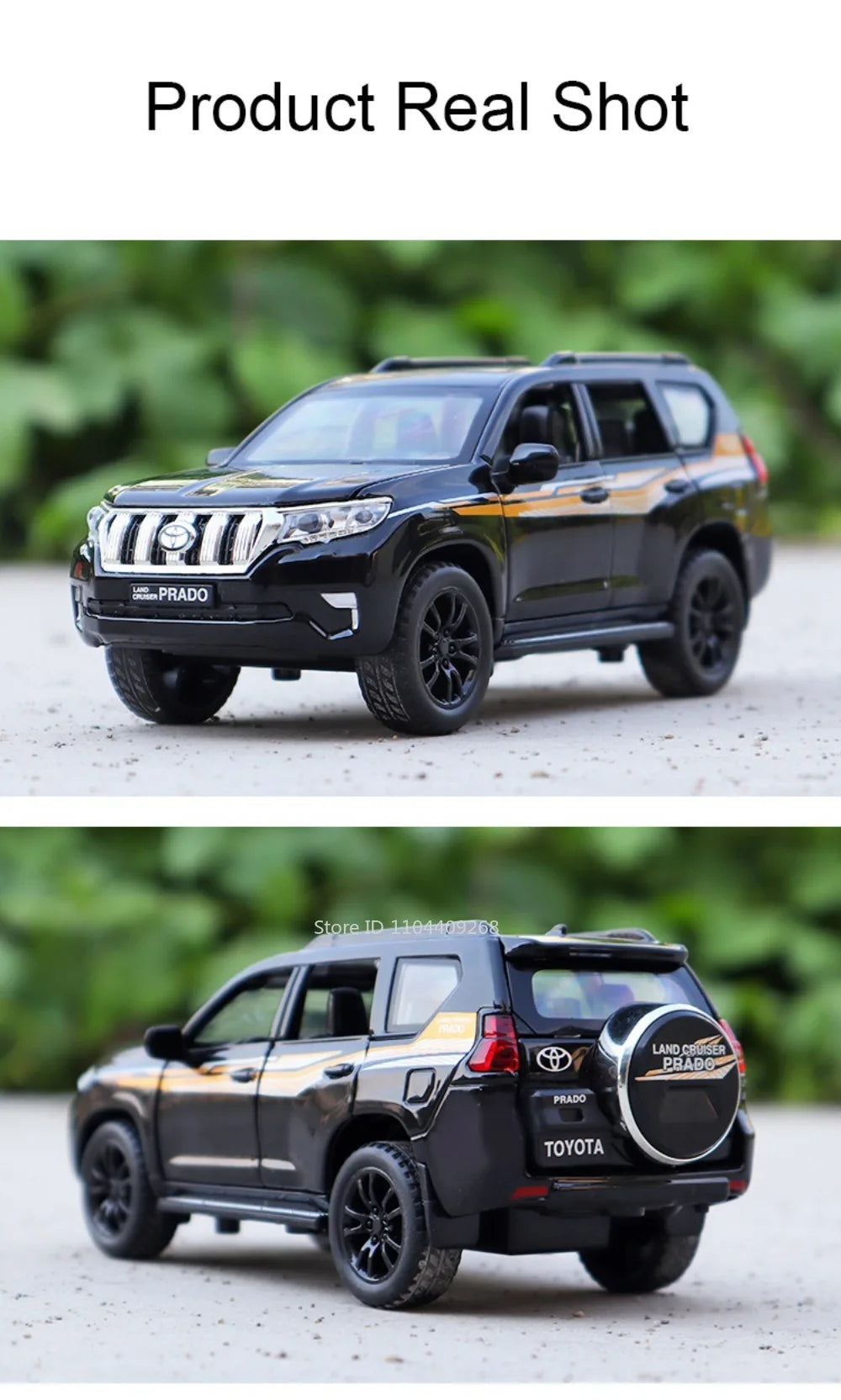 1:32 Scale Land Cruiser Prado Toy Police Car Model Metal Diecast Simulation Vehicles Pull Back Toys Collection Birthday Gifts