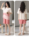 2-Pcs Women’s Cotton Pajama Set – Breathable Short Sleeve Summer Sleepwear with Cute Prints