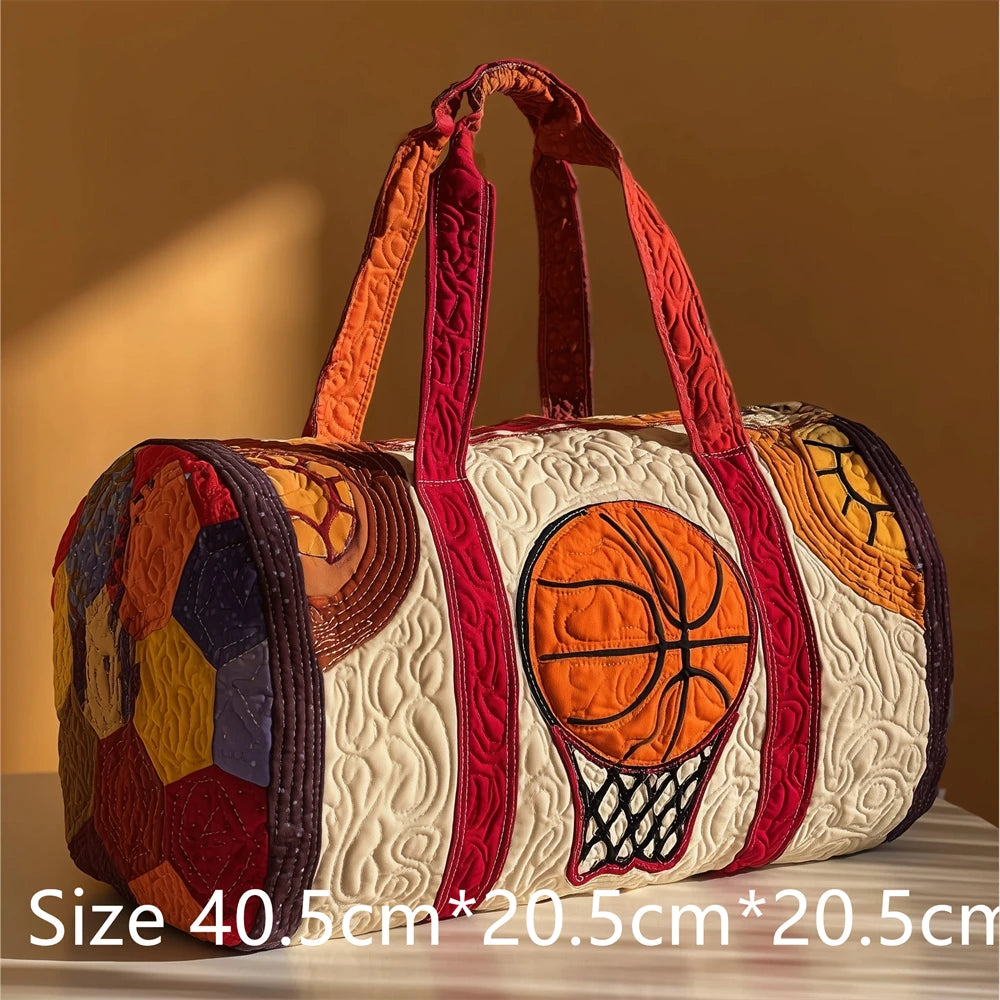 Basketball 3D Printed Quilted Duffel Bag Large Capacity Sport Travel Gym Bag Weekender Overnight Bag for Unisex Basketball Fans