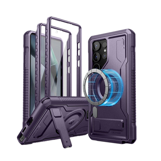 Magnetic Case for Samsung Galaxy S24 Ultra 5G Full Body Shockproof Cover Built-in Kickstand and Screen Protector