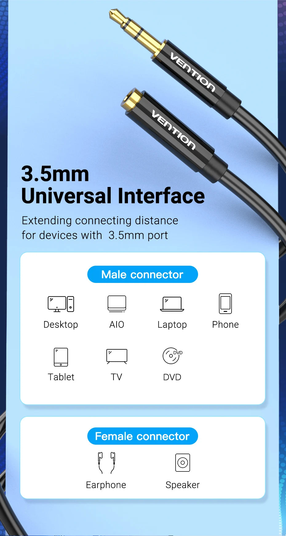 3.5MM Male to Female Extension Cable Jack 3.5 Aux Cable for Car Laptop Mini PC TV Stereo Audio Headphone Speaker Cable