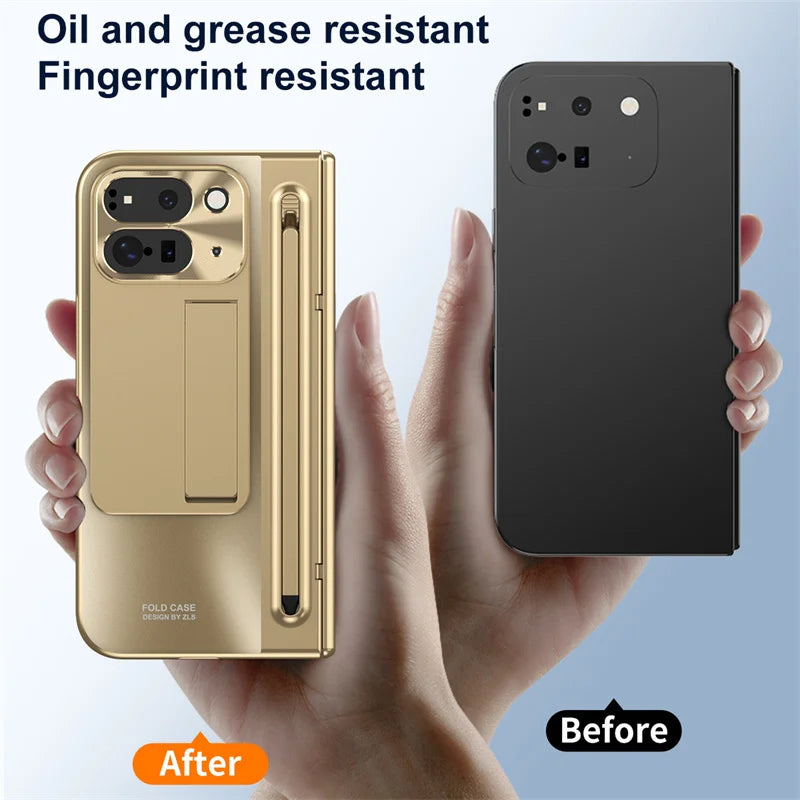 Electroplated Frosted lens Protection Tempered Glass Film Phone Case for Google Pixel 9 Pro Folding Hinge Phone Case
