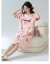 Women’s Cotton Nightgown – Korean Style Cute Print, Summer Short Sleeve Sleepwear Dress