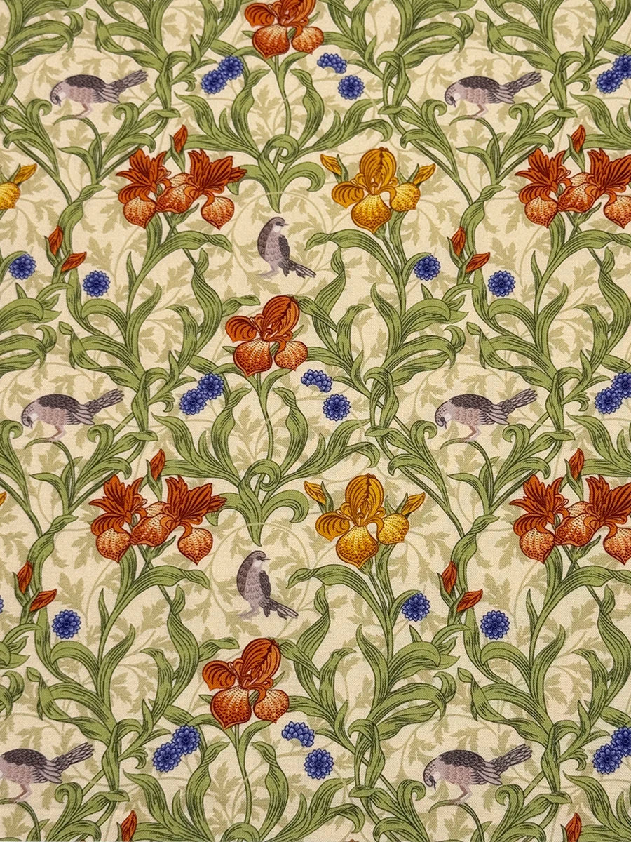 1M/5M Vintage Morris Flowers 100% Cotton Poplin Printing Fabric 80S Like London Liberty Hand Sewn DIY Doll Clothing Dress Cloth