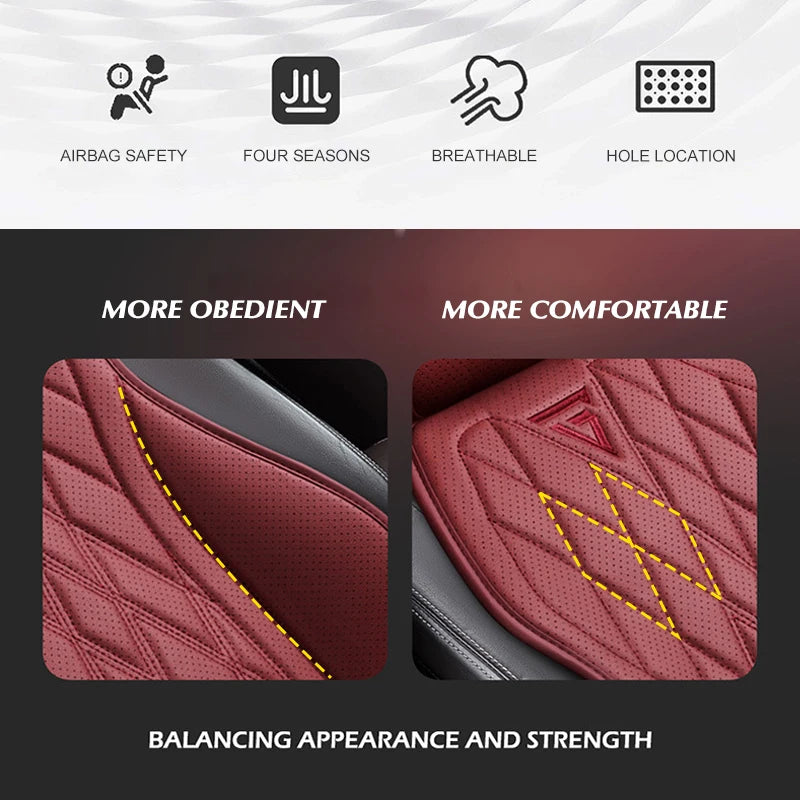Universal Car Seat Cushion Nappa Leather Breathable Car Seat Covers Comfortable Four Seasons Auto Seat Protector Car Chair Pads