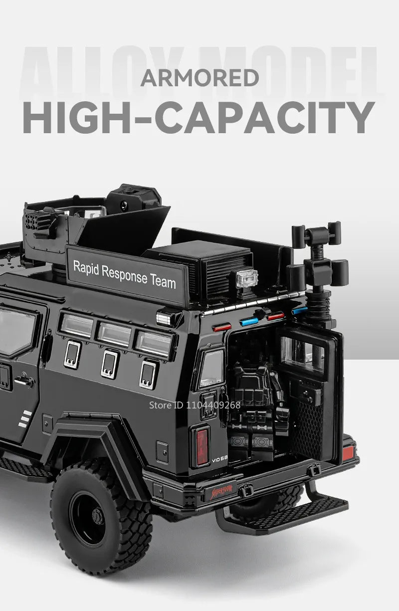 Scale 1:24 Sabertooth Car Model Toy Doors Opened Pull Back Metal Diecast Shock Absorption Armored Vehicles Desktop Ornaments