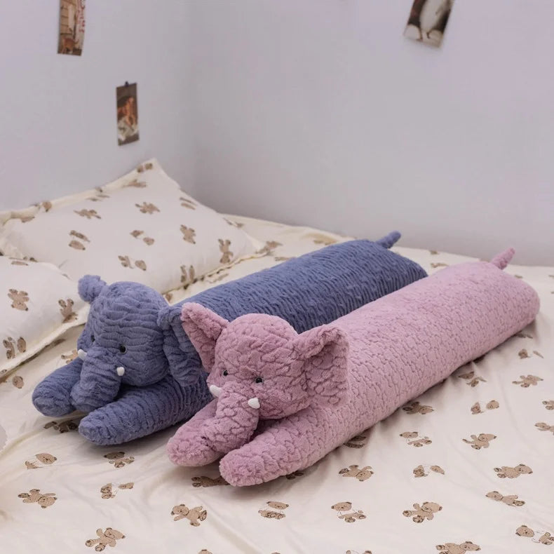 Large Elephant Body Pillow Long Sleeping Cushion Cute Stuffed Animal Elephant Decorative Body Pillow Chair Back Cushion Decor