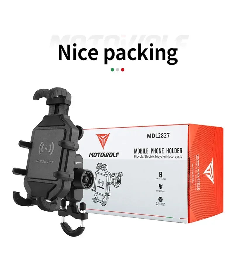 Anti-Thief Motorcycle Bike Mobile Phone Holder Fast 15W Wireless Charging Charger Cycling Mirror Stand Handlebar Mount