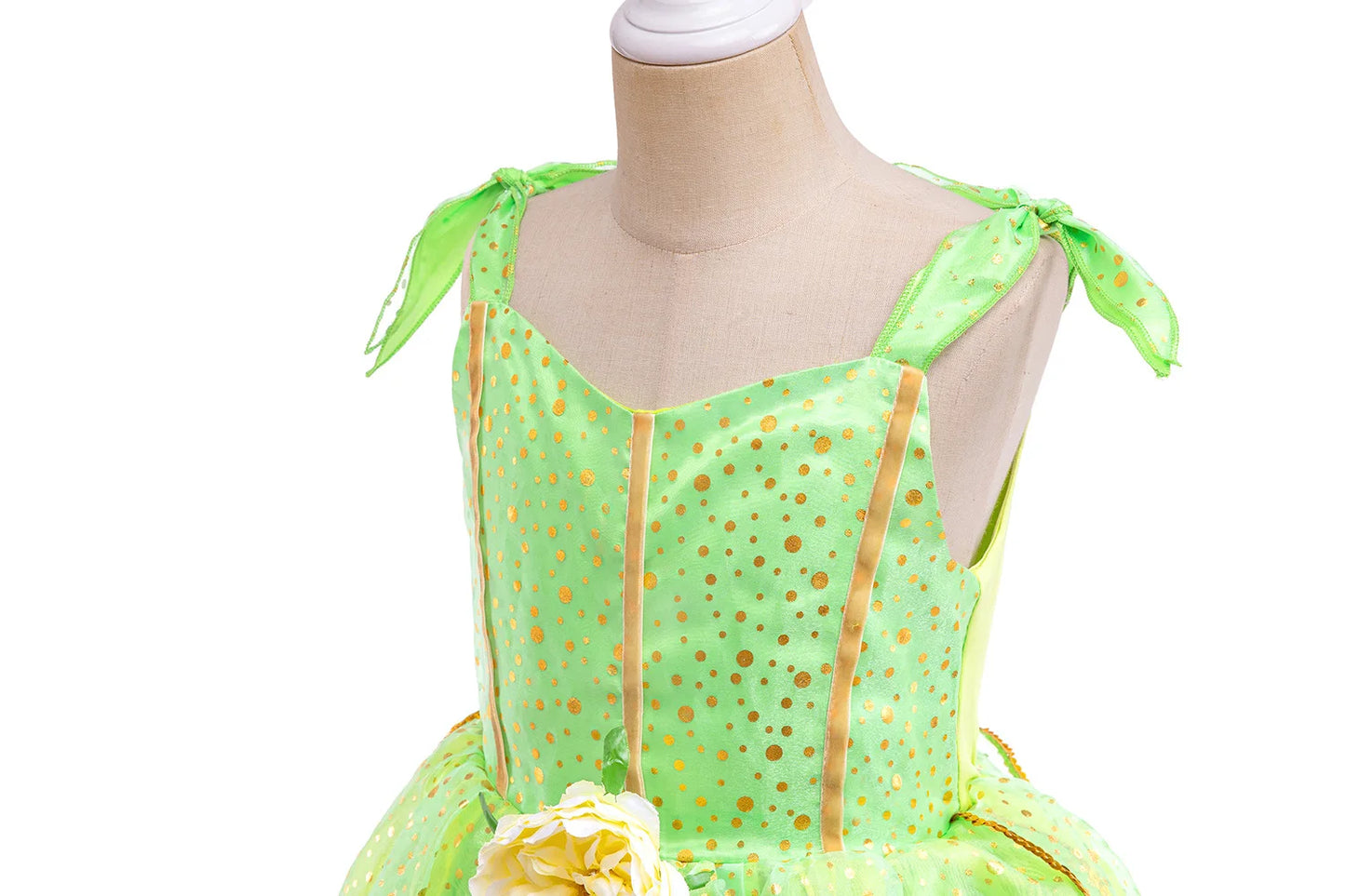 Girl Green Leaf Sequin Fairy Dress Sleeveless Strap Elf Tutu Gown Kids Birthday Party Halloween Cosplay Forest Princess Costume