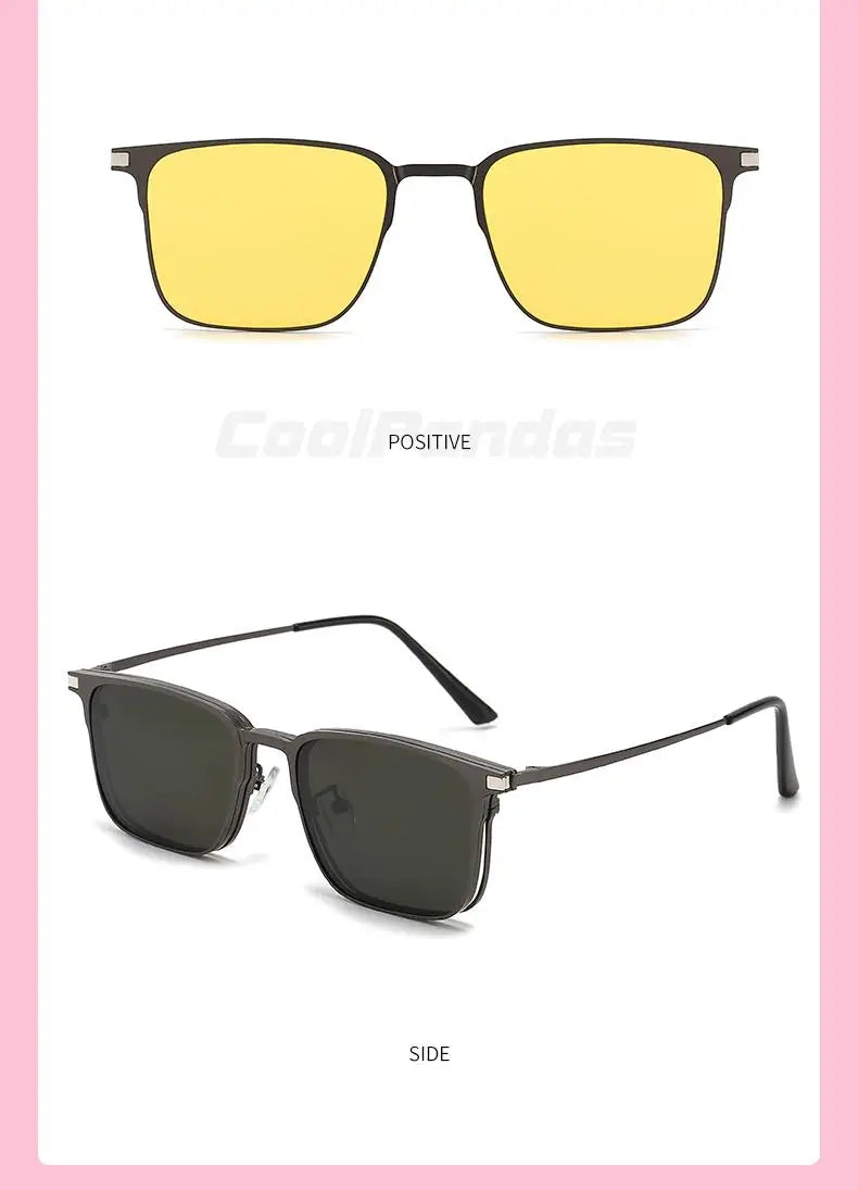 3 In 1 Magnetic Clip On Polarized Sunglasses UV400 Anti Blue Light Night Vision Glasses for Men Women