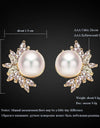 Imitation Pearl Leaf Stud Earrings for Women Fashion White Marquise Zircon Earring