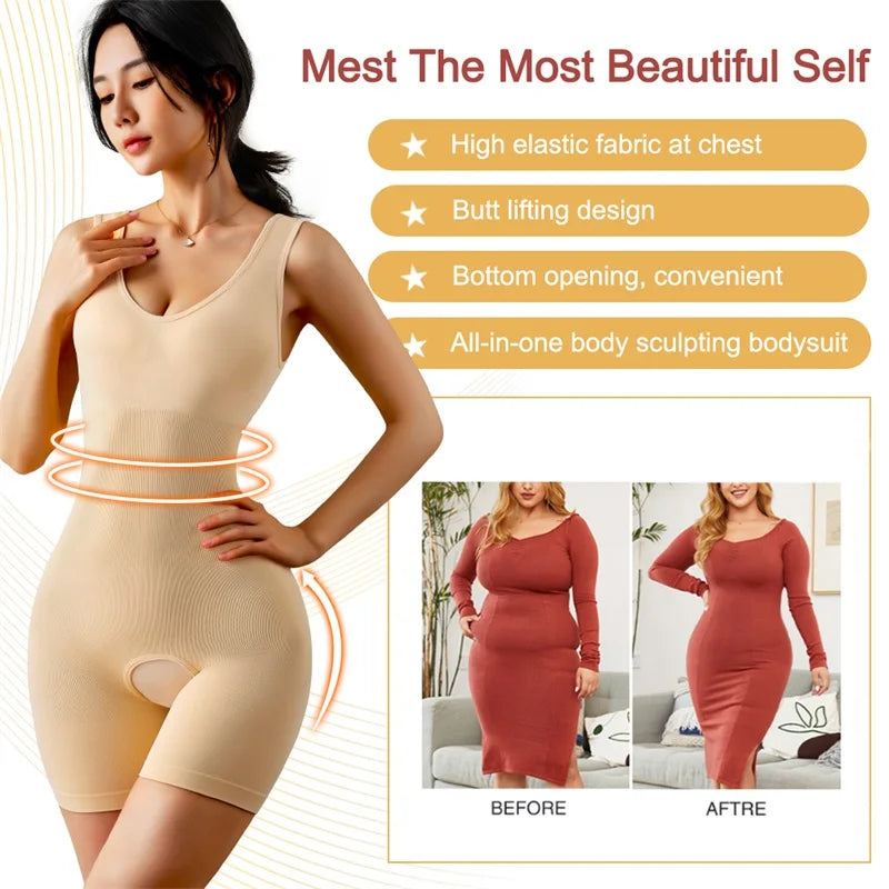 Full Body Shaper for Women – Slimming Waist Trainer Bodysuit with Butt Lifter & Postpartum Support