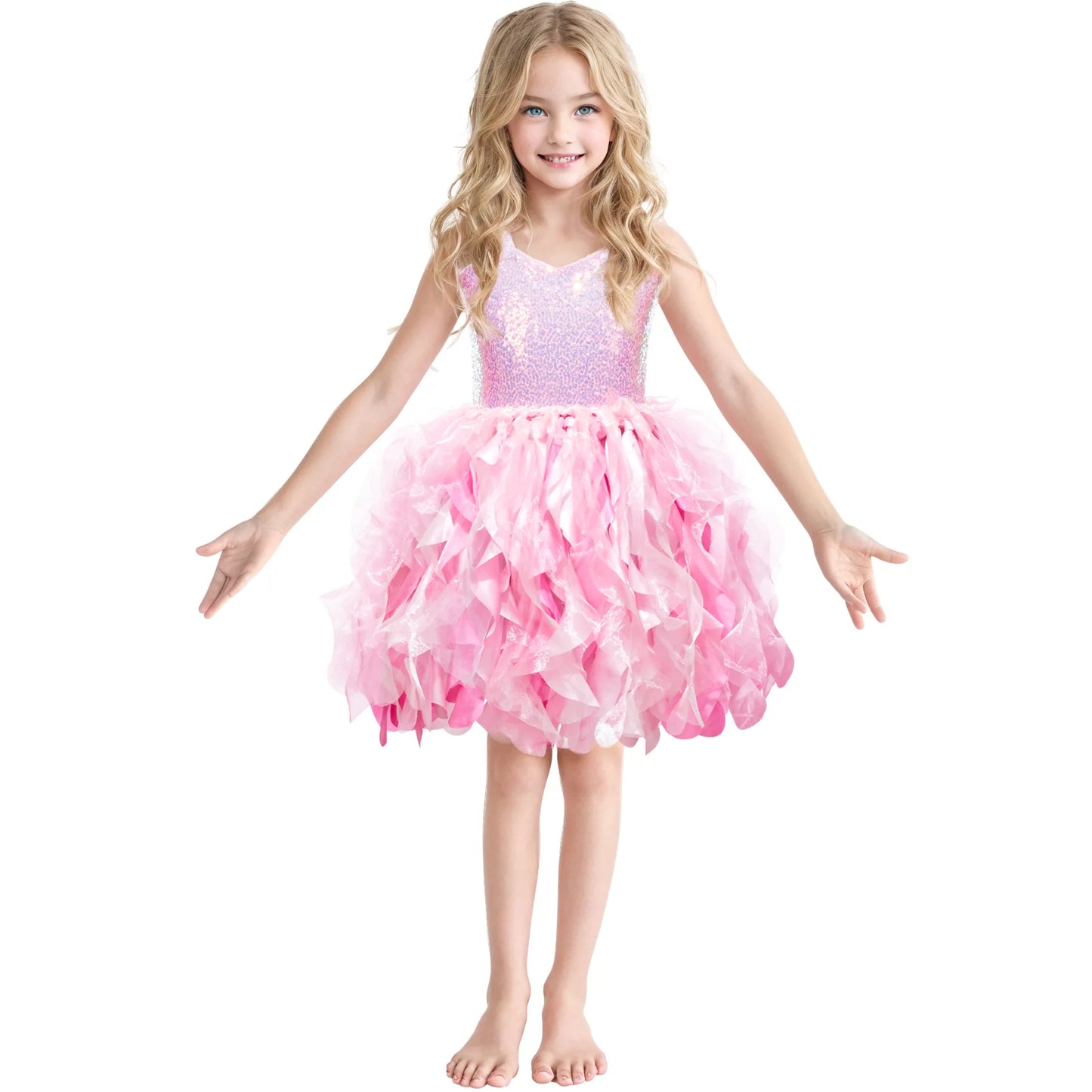 Sequin Pageant Dress with Spiral Hem Birthday Party Gown
