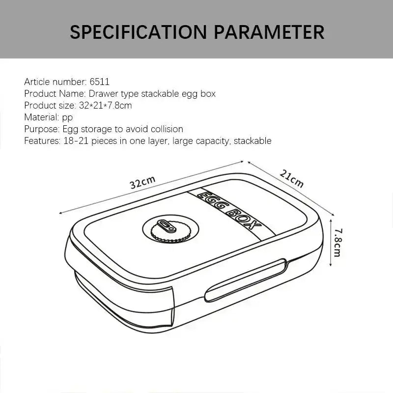 Stackable Drawer-Style Egg Storage Box – Large Capacity Rolling Egg Refrigerator Organizer