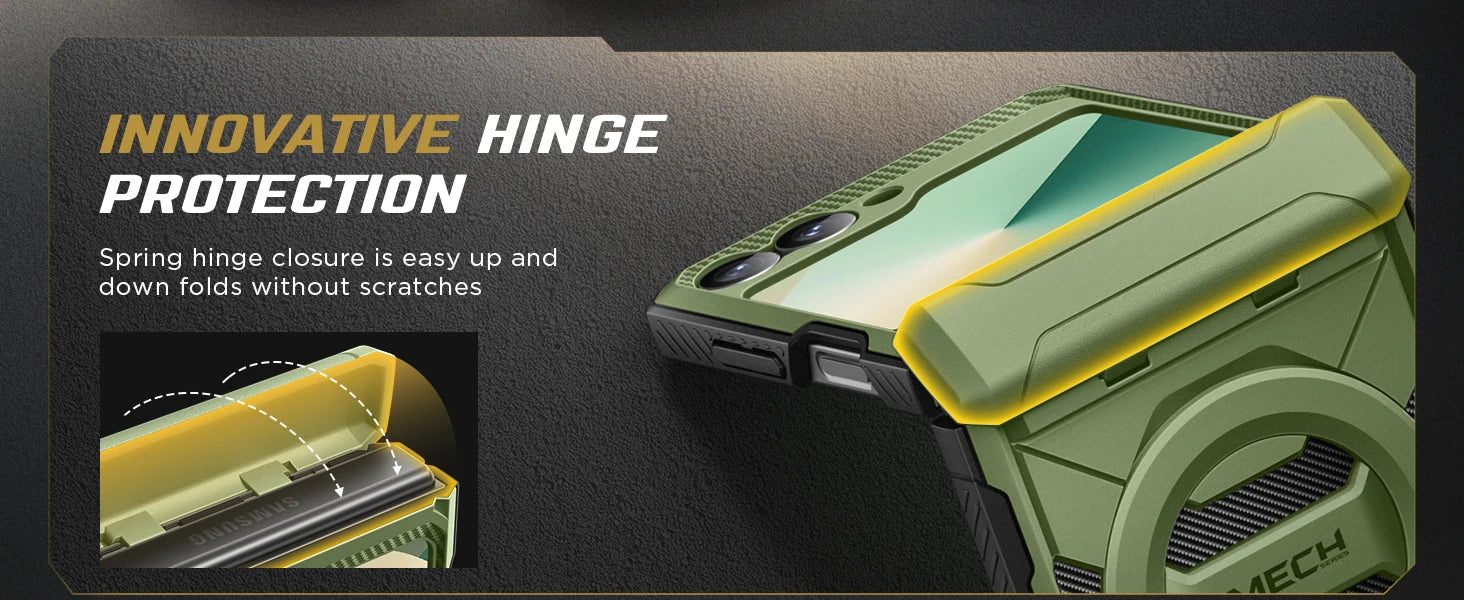 Stand for Z Flip 6 Case with Ring Kickstand Hinge Protection Screen Protector Full Body Protection Magsafe Phone Case