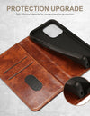 Flip Leather Wallet Phone Case for iPhone 16 15 Pro Max 16E 14 Plus with Magnetic Card Slot Holder Cover
