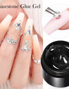 3PCS Rhinestones Glue Gel Set Mirror Nail Powder With Nail Liner Brush UV LED Transparent Adhesive Glue Gel