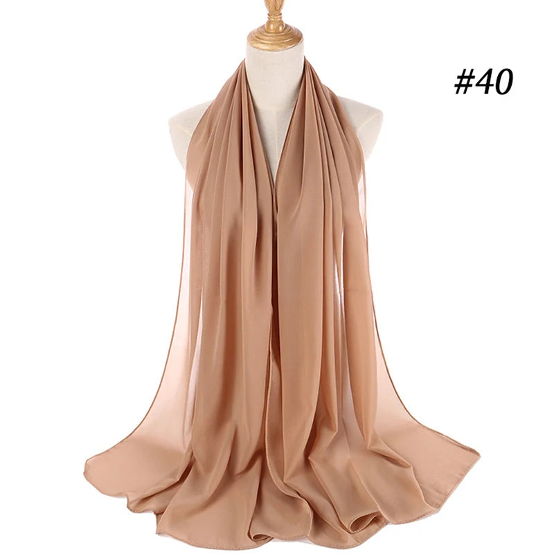 Muslim Chiffon Hijab Women Bubble Chiffon Scarf For Women Ladies Veil Muslim Islam Solid Color Malaysia Wrap Scarves