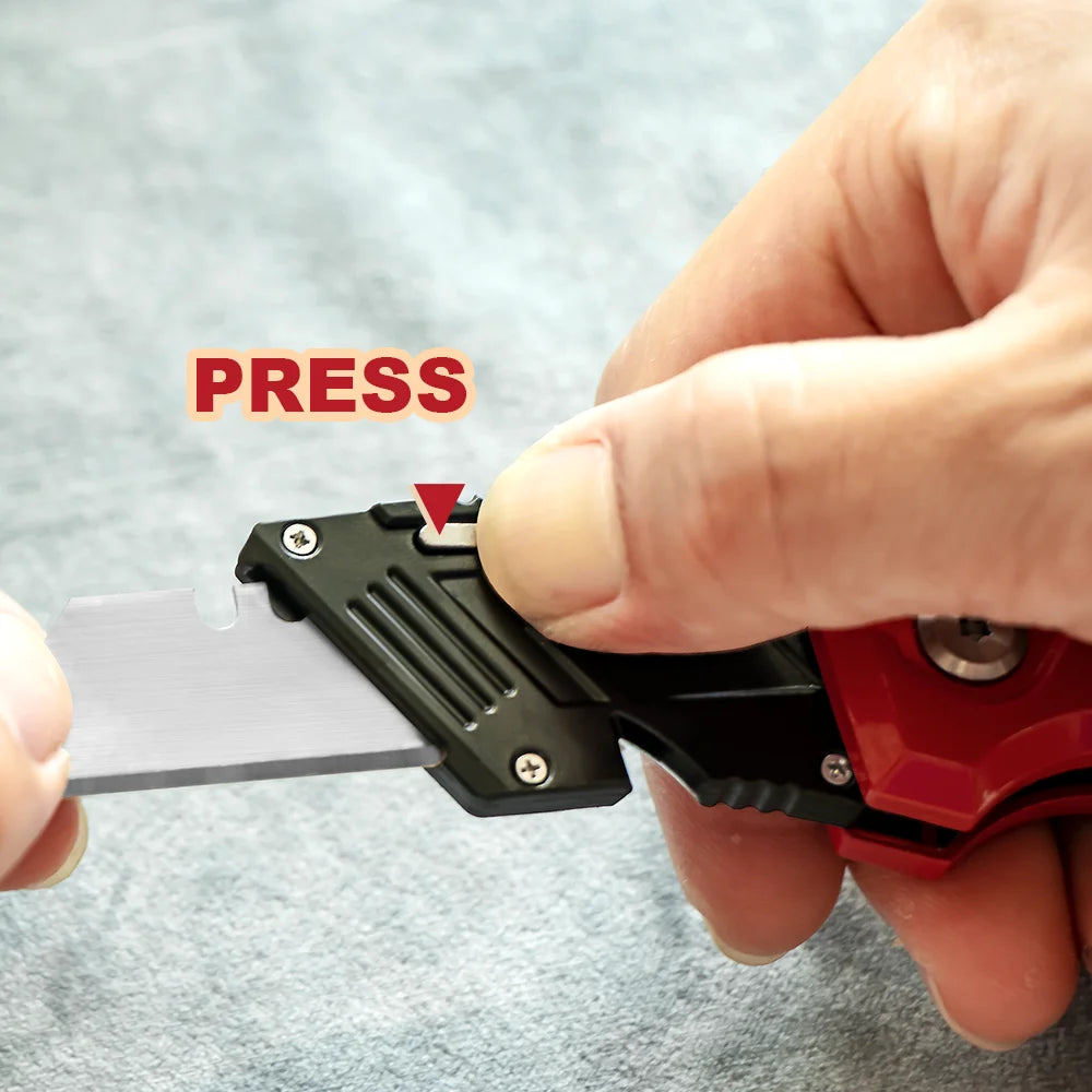 Folding Utility Knife Box Cutter, 3-Position Blades, Blade Storage Design with Extra 3 Blades, Box Knife for Cartons