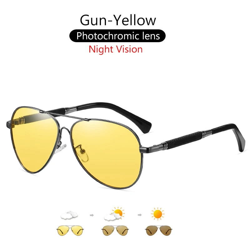 Titanium Memory Metal Photochromic Polarized UV400 Pilot Sunglasses for Men Women