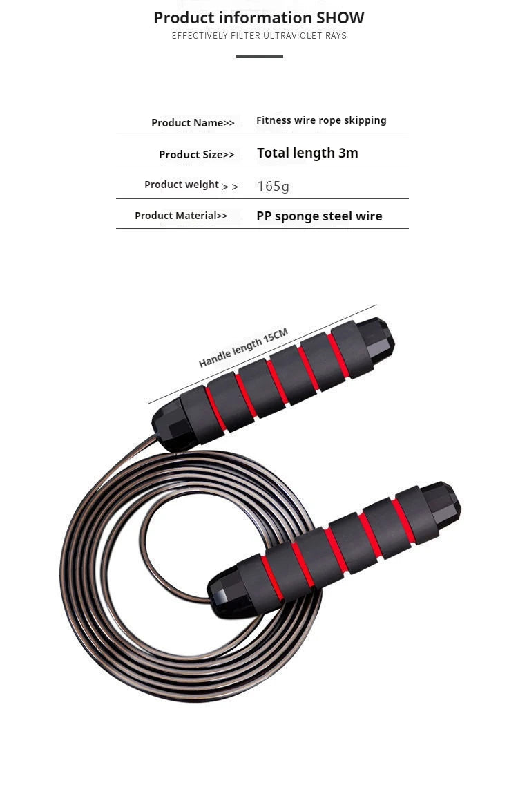 Jump Rope Adjustable Steel Skipping Rope Rapid Speed Jumping Rope Foam Handle Exercise Fitness Home Gym