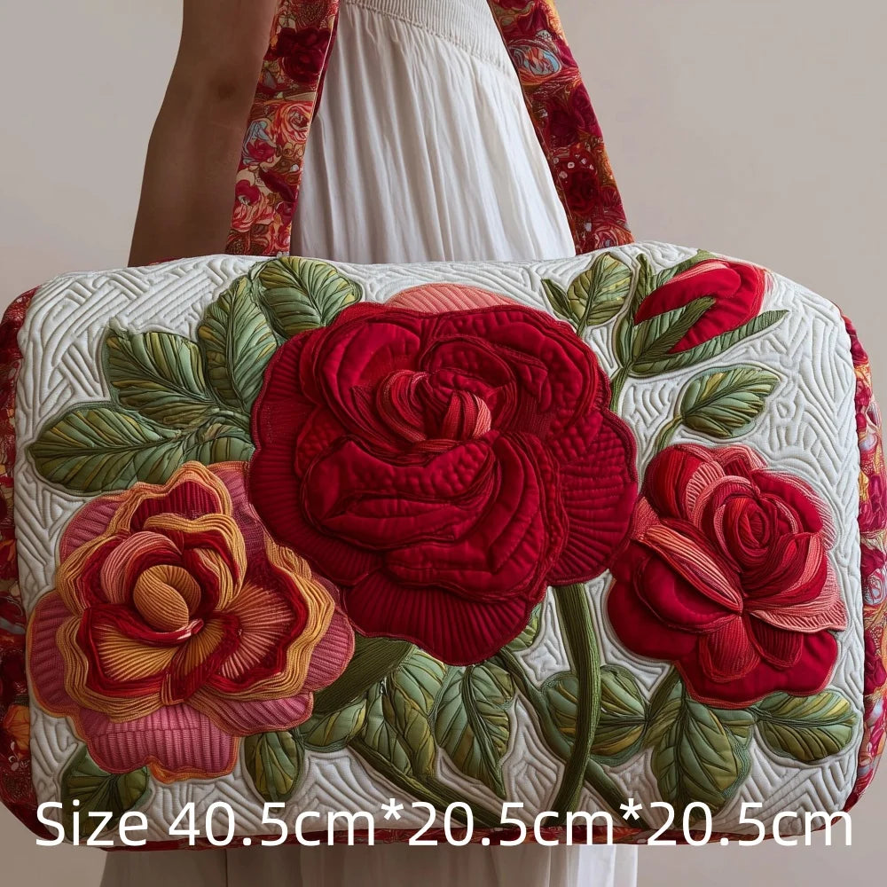 Fashion 3D Printed Quilted Travel Bag for Women Floral Tote Weekender Large Flower Pattern Carry On Handbag Vacation Bags