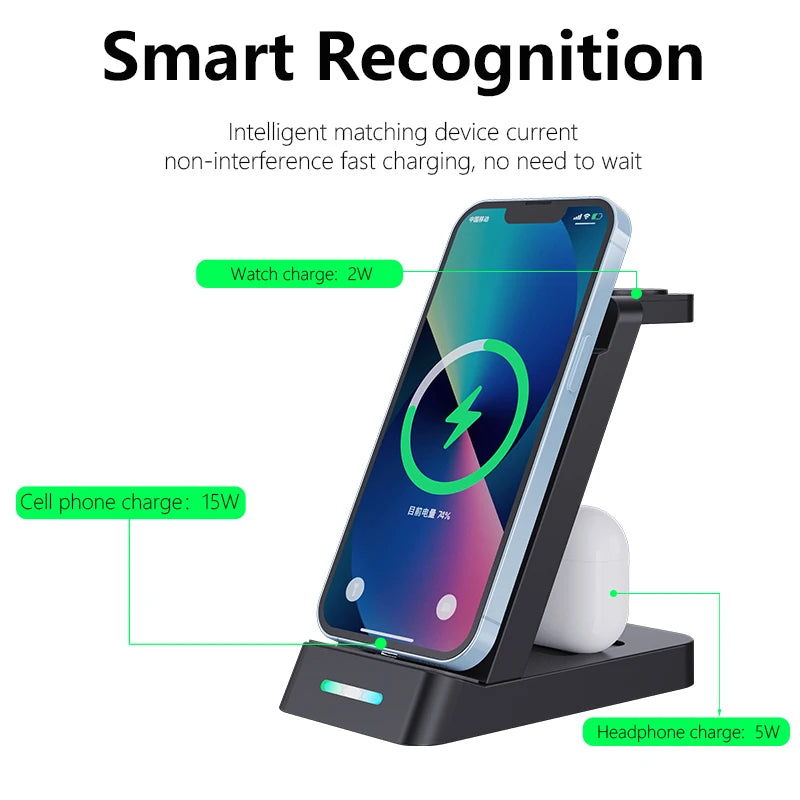 Wireless Life, one touch charge, triple charge, one machine done, three-in-one multi-functional wireless charger