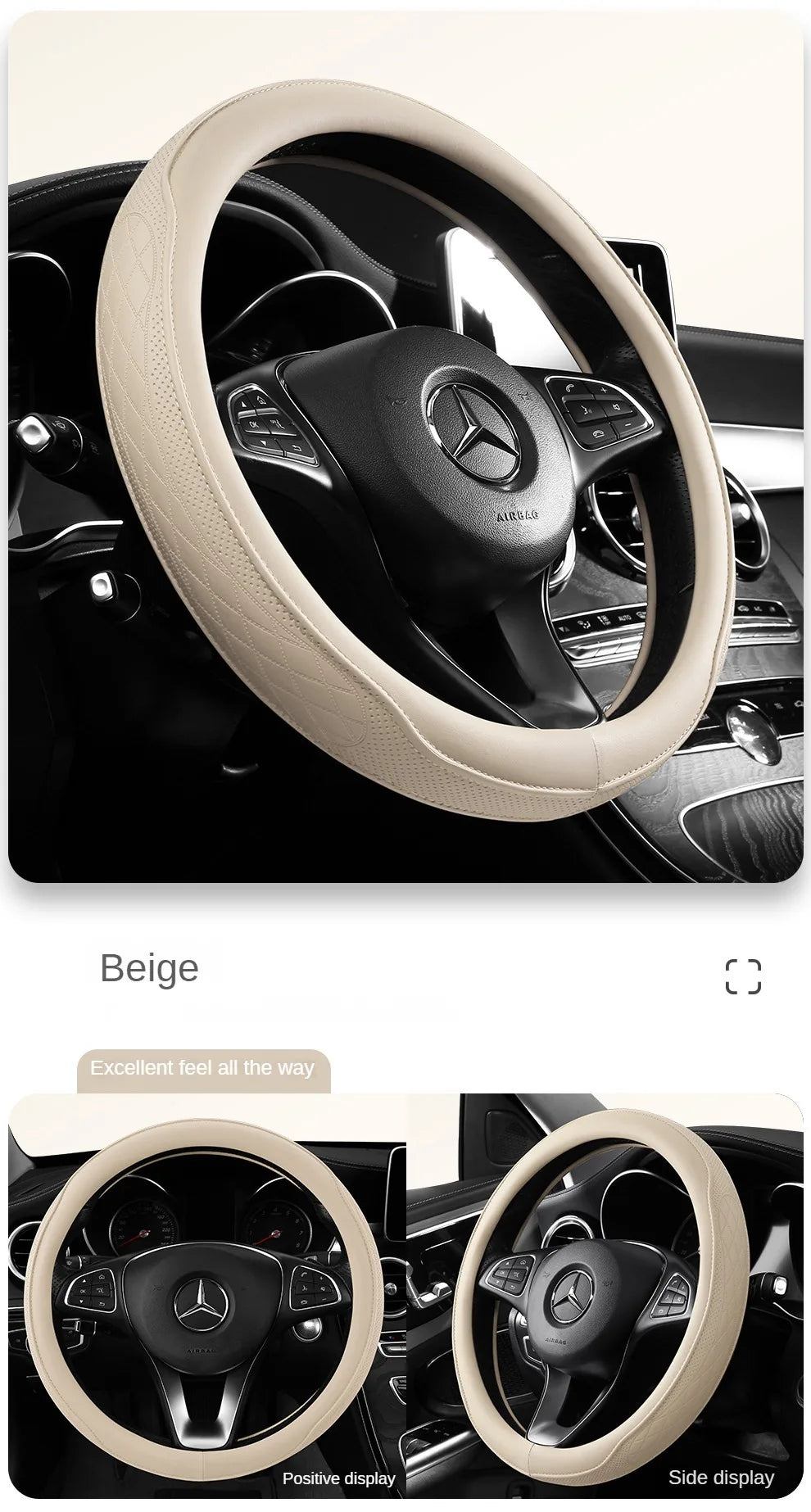 Perforated Nappa Leather Car Steering Wheel Cover 37CM 38CM