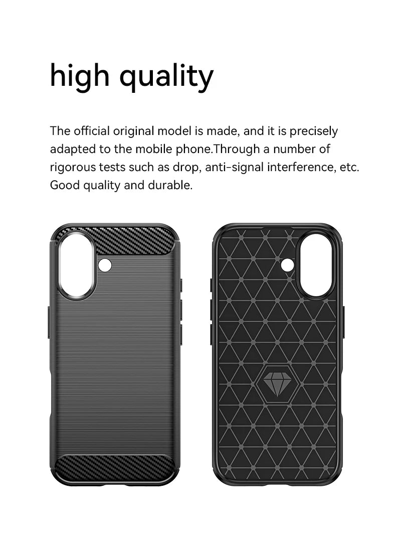 For iPhone 16 Case Silicone Carbon Fiber Protector Case For iPhone 16 Pro Max 16 Plus Cover Shockproof Rubber TPU Cover Case