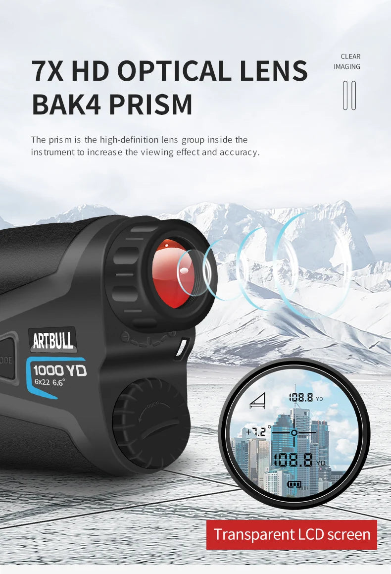 6X Laser Rangefinder 1000m With Speed Hunting And Golf Modes
