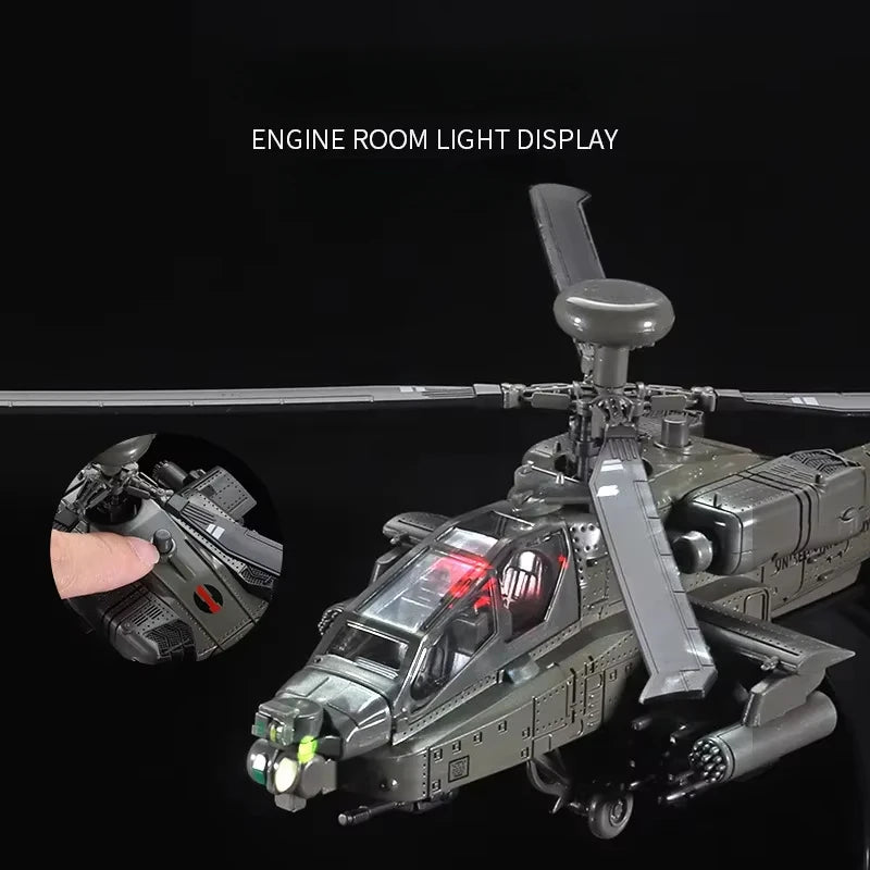 1 32 Scale Apache Black Hawk Armed Helicopter Diecast Alloy Model with Sound and Light