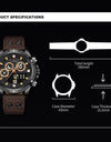 Digital Watch Waterproof Chronograph Sports Leather Strap Wristwatch Dual Display Digital Luminous Clock