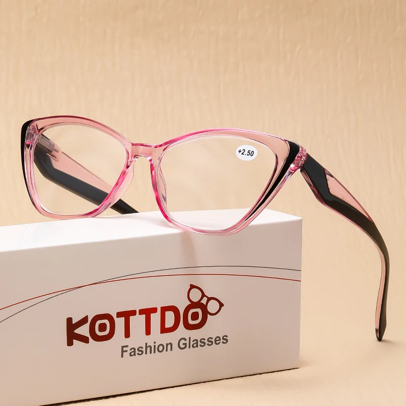Retro Plastic Cat Eye Reading Glasses Cleat Lens Anti Blue Light Presbyopia Hyperopia Men Reading Eyeglasses +1.0 +1.5