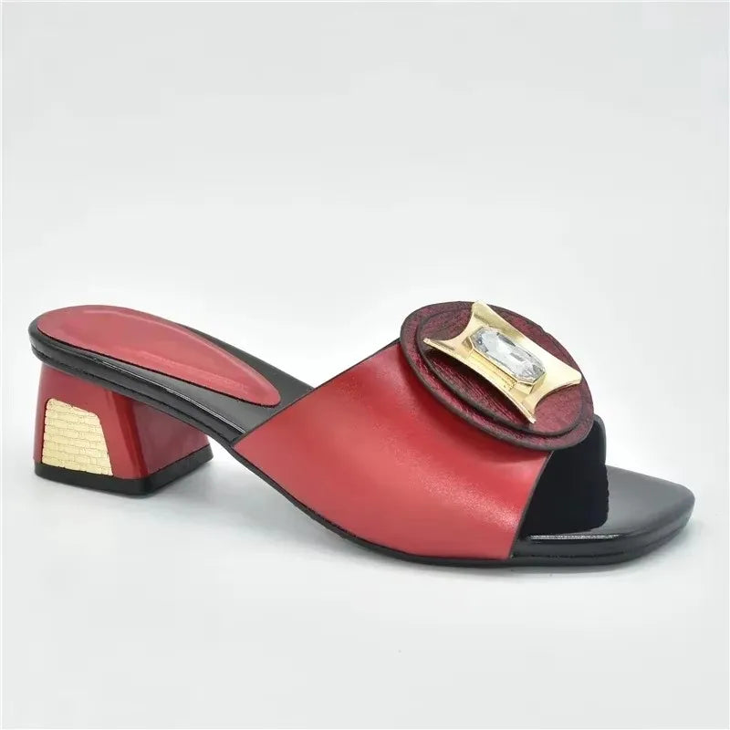 African Shoe Decorated with Rhinestone Luxury 2025 Rhinestone Wedding Party Shoes Nigerian Women Sandals High Quality