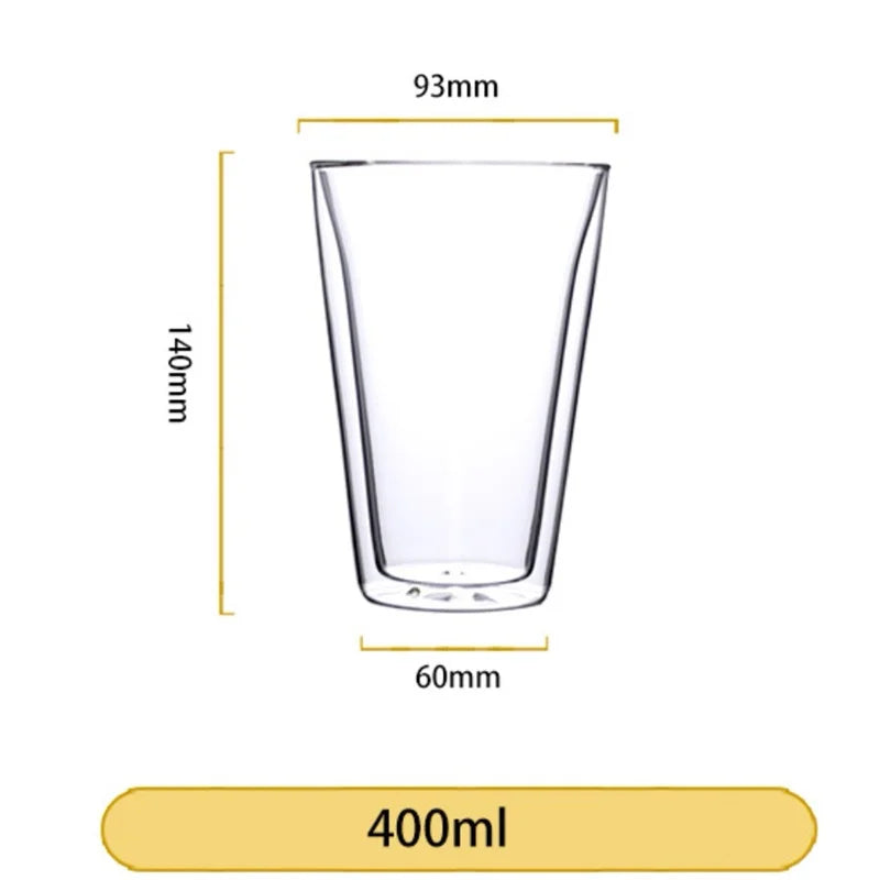 400ml Heat Resistance Double Wall Glass Coffee Mug Home Tea Milk Juice Cup Water Beer Mug Drinkware