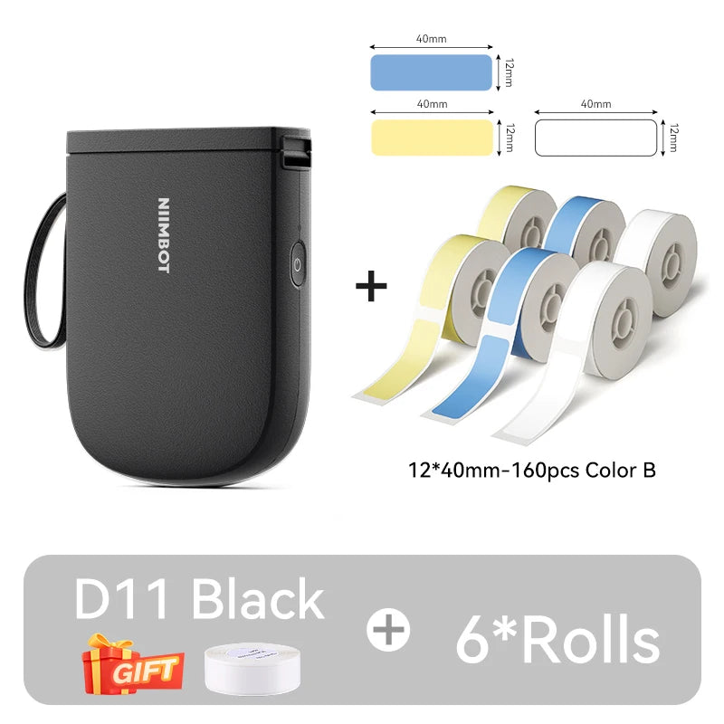 D11 Mini Thermal Label Printer 300DPI, Bluetooth Wireless Sticker Maker Portable Inkless Label Printer for Home & Office