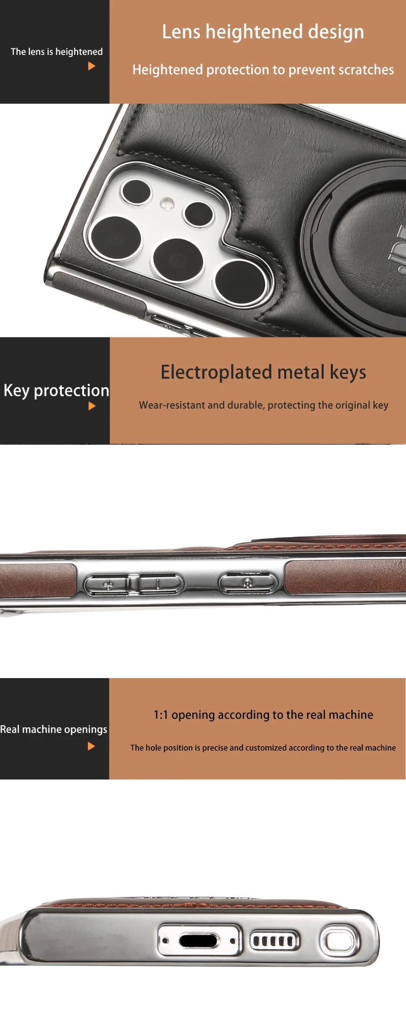 For Magsafe  360°Rotating Metal Car Bracket Ring Solid Color Leather Phone Case For Samsung S24 Ultra S22 S23 Ultra Plus